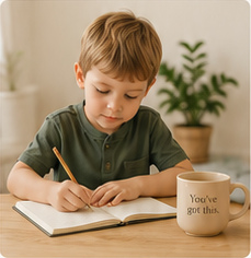 Child writing in a notebook
